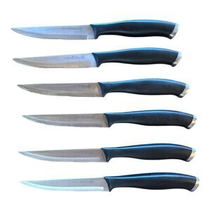 6- JA HENCKELS Serrated Steak Knives Silver Cap Stainless Steel 4.75" 13579-120